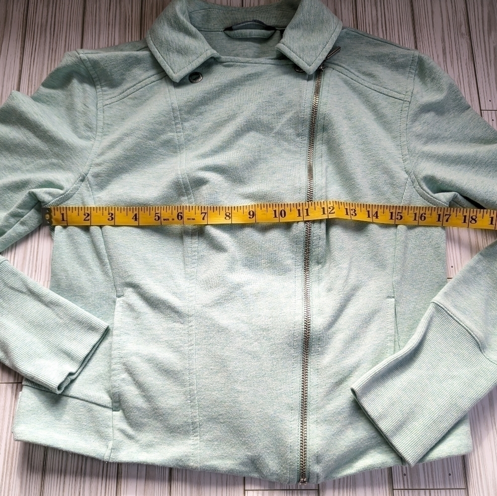 H by Halston Cotton French Terry Moto Jacket in Light Turquoise Size 10 - Picture 11 of 11